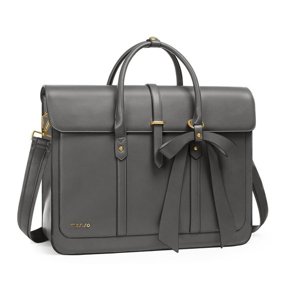 Bolsa para portátil MOSISO de piel sintética de 15 a 15,6 pulgadas para mujer, color gris