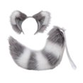 thumbnail image 1 of Gatos Orejas Cola grande Hugo Cosplay Vestir Accesorios Juguetes Disfraz Sombreros Carnaval Gris, 1 of 8