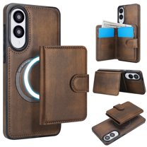 Decase for Samsung Galaxy S25 Edge Flip PU Leather Back Cover with 2-in-1 Detachable Magnetic Wallet with 5 Card Slots Compatible Mag-Safe and RFlD Blocking Kickstand and Wireless Charging,Brown