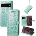 thumbnail image 7 of PU Leather Flip Wallet Case for Google Pixel 7 Pro (Not Pixel 7), Cat Dog Cartoon Cute Style with ID Card Holder Phone Cover Case for Google Pixel 7 Pro MG Green, 7 of 7