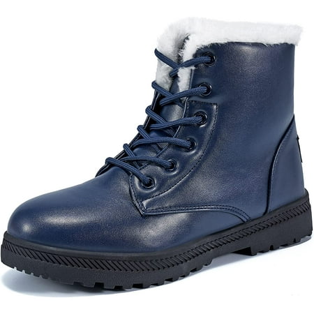 

Winter Snow Boots for Women Comfortable Outdoor Anti-Slip Ankle Boots Suede Warm Fur Lined Booties Lace Up Flat Platform Shoes
