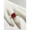 thumbnail image 4 of 10mm Lab-Created Red Ruby Cushion Cut, Three Stone Ring, Sterling Silver or Gold, Made to Order, 4 of 4