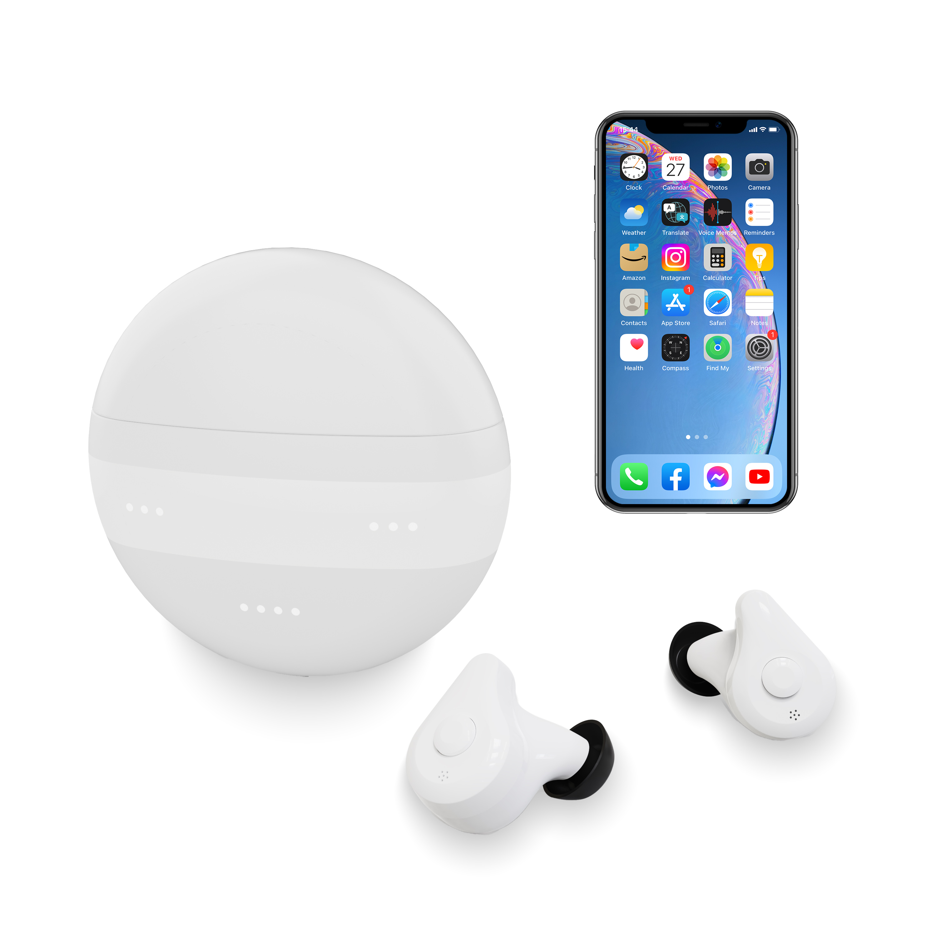 Personal Sounds Amplifier App Control Wireless Music Stream and Phone Call White