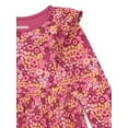 thumbnail image 3 of Garanimals Toddler Girl Long Sleeve Printed Dress with Ruffle Shoulders, Sizes 18M-5T, 3 of 3