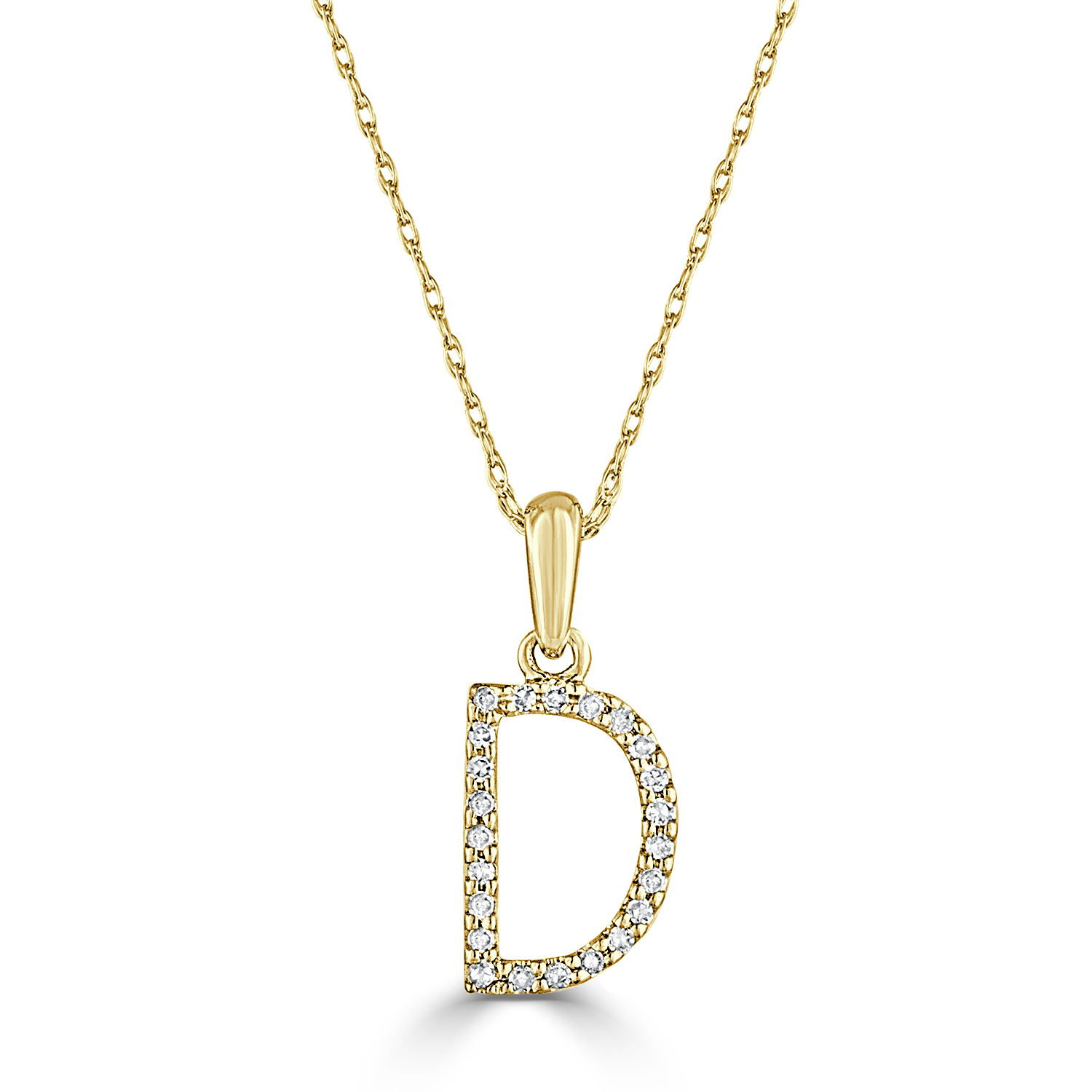 Sabrina Designs Diamond Initial Letter D Pendant Necklace 14K Gold 1/