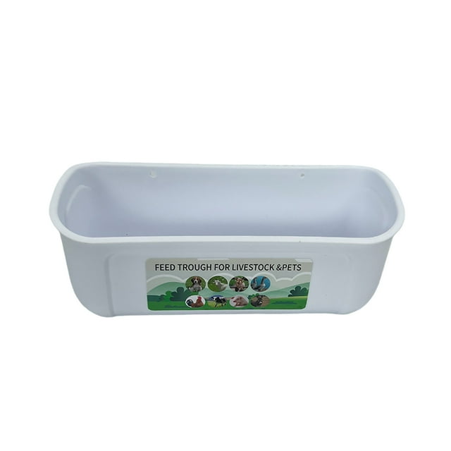 Hanging Fence Feeder Trough for Poultry/Livestock - Plastic Material, Waste-Proof, Fits Chickens Goats Dogs Deer, Easy to Install/Clean, Waterer Feeder