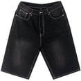 thumbnail image 3 of QHFBli Mens Baggy Jeans Men's Hop Large Loose Solid Color Bag Sports and Leisure Trendy Jeans Quarter Pants, 3 of 9