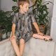 thumbnail image 4 of Balery Wooden Texture Conjunto de Pijama Infantil de Manga Corta con Estampado – Ropa de Dormir de Algodón Suave-Medium, 4 of 6
