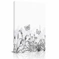 thumbnail image 2 of Canvas Wall Art Minimalism Flower Canvas Art Print Line Drawing Simple Plants Black Grey Pictures Wall Decor for Living Room Bedroom Artwork Decorations Stretched Framed Ready to Hang 8"x10", 2 of 9