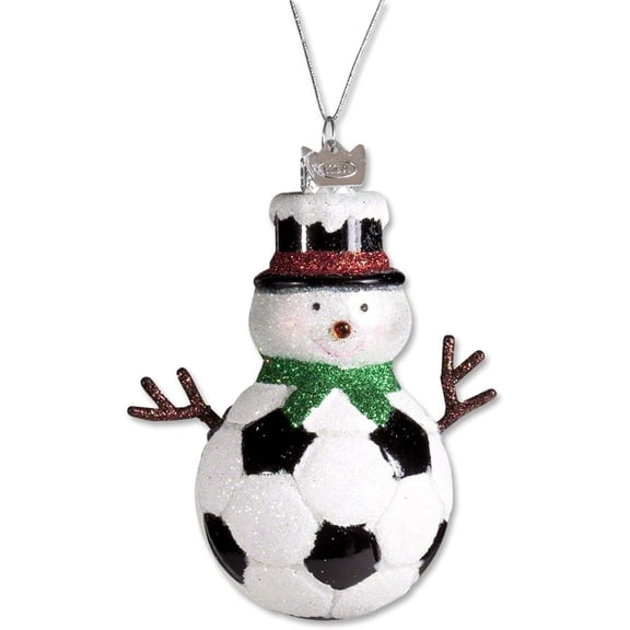 Kurt S. Adler Noble Gems Glass Soccer Snowman Ornament, 4 x 3.25 x 2 inches, Green