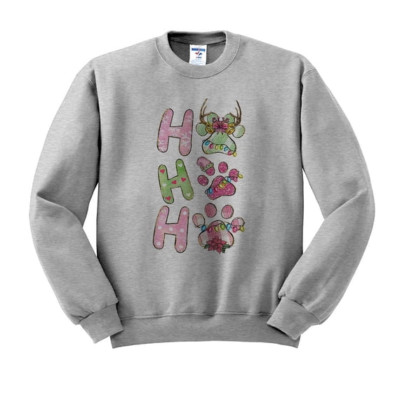 Puppy Ho Ho Ho Sweatshirt Unisex Medium Grey
