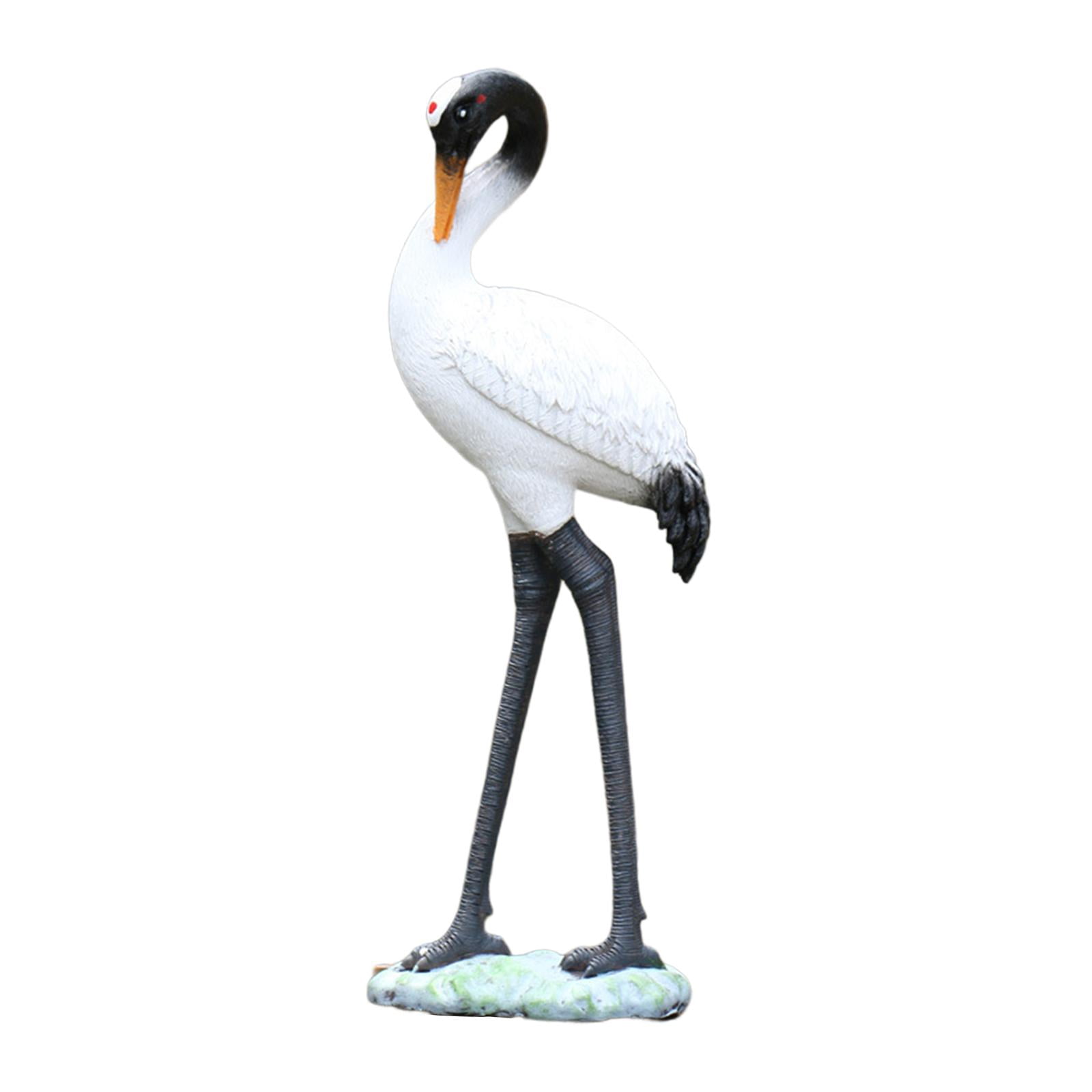 Resin Crane Sculptures Animal Figurine Garden Sculpture Statues Bird Statues Bird Sculpture for Desktop Home Yard Porch Decoration 38x14cm