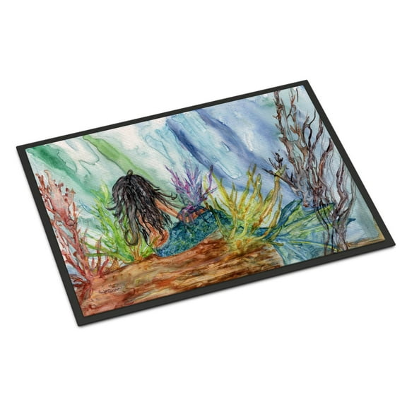 Carolines Treasures 8974JMAT Black Haired Mermaid Water Fantasy Door Mat Indoor Rug or Outdoor Welcome Mat 24x36 Doormat