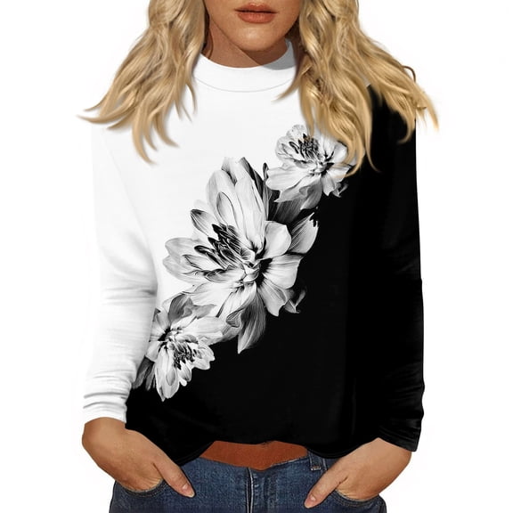 Cute Sweatshirts For Women Mock Neck Long Sleeve Basic Cute Fall Shirts Dressy Casual Lightweight Work Blouse Undershirt Daily Casual Top Dark Gray 2XL
