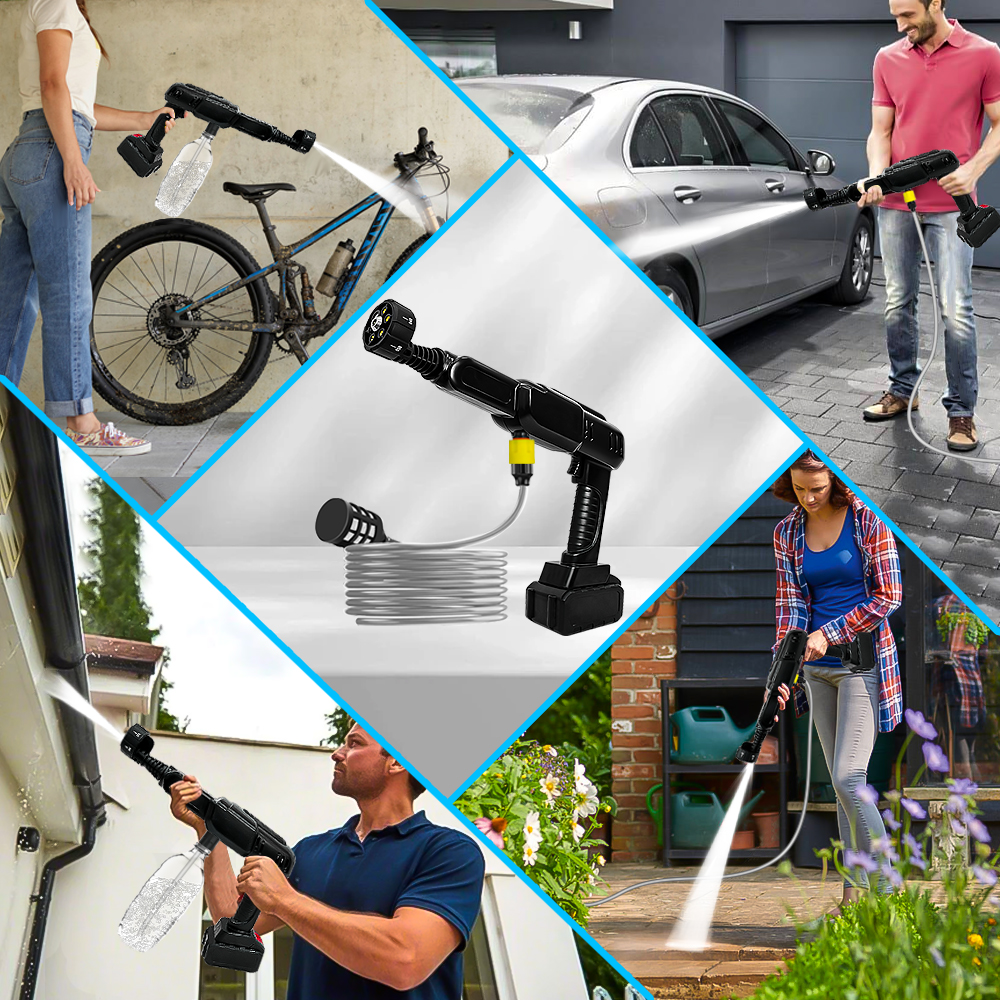 Cordless Pressure Washer, 990PSI portable pressure washer, High Power Handheld Washer with 6-in-1 Adjustable Nozzle, 18.5V 3000 mAh Battery for Car Floor Wall Fence Cleaning Garden