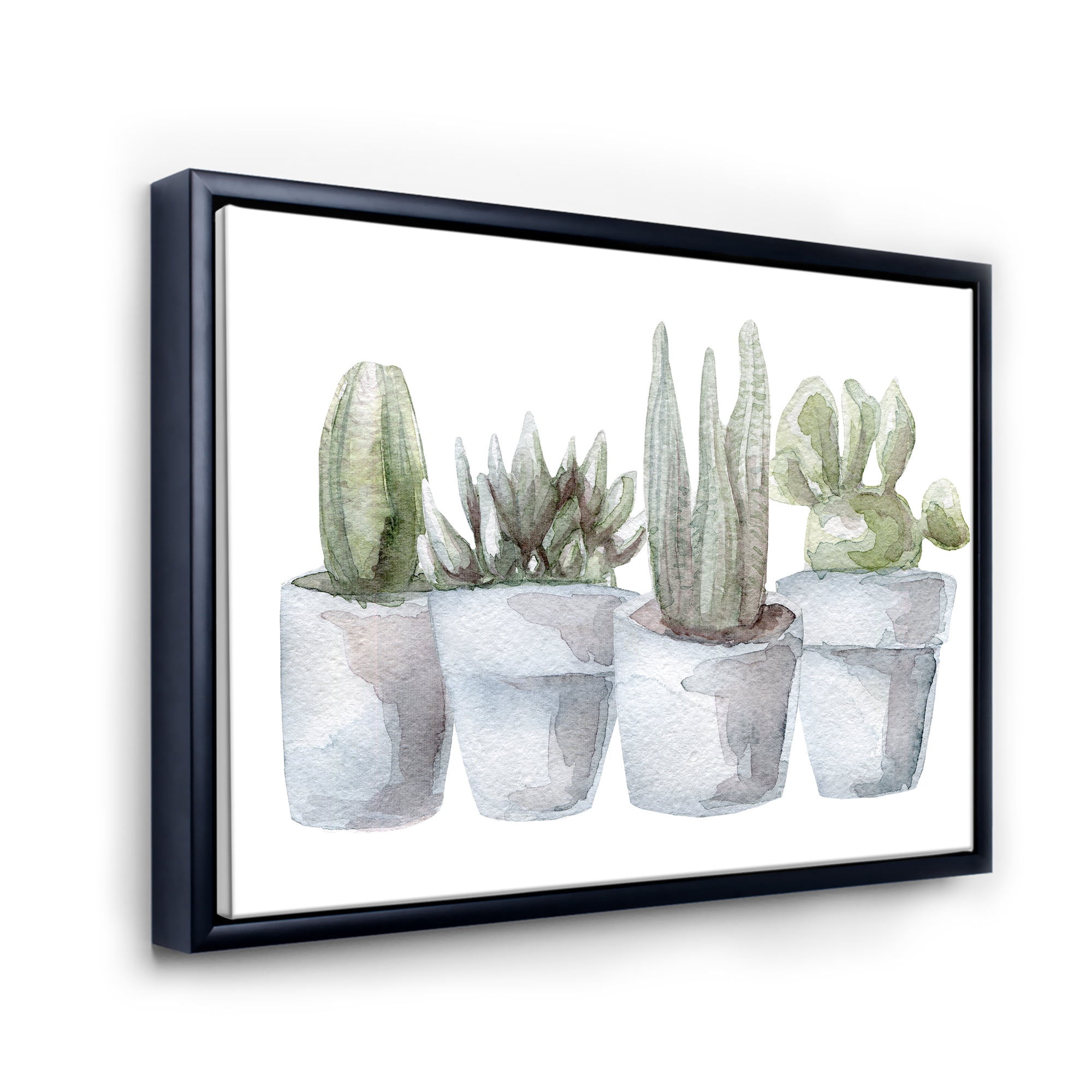 Designart 'Succulent and Cactus House Plants V' Farmhouse Framed Canvas Wall Art Print