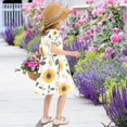 thumbnail image 5 of FORMRS Girls Short Sleeve Dress Summer Casual Round Neck A-line Beach Sundress, Sizes 2T-8T, Sunflower Pattern, 5 of 8