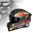 thumbnail image 1 of Casco de motocicleta/casco de bicicleta de calle/cómodo, transpirable, antivaho, ligero, abatible hacia arriba, viseras dobles para adultos Negro con estampado DYNWAVEMX Cascos Integrales, 1 of 6