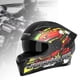 thumbnail image 1 of Casco de motocicleta/casco de bicicleta de calle/cómodo, transpirable, antivaho, ligero, abatible hacia arriba, viseras dobles para adultos Negro con estampado DYNWAVEMX Cascos Integrales, 1 of 6