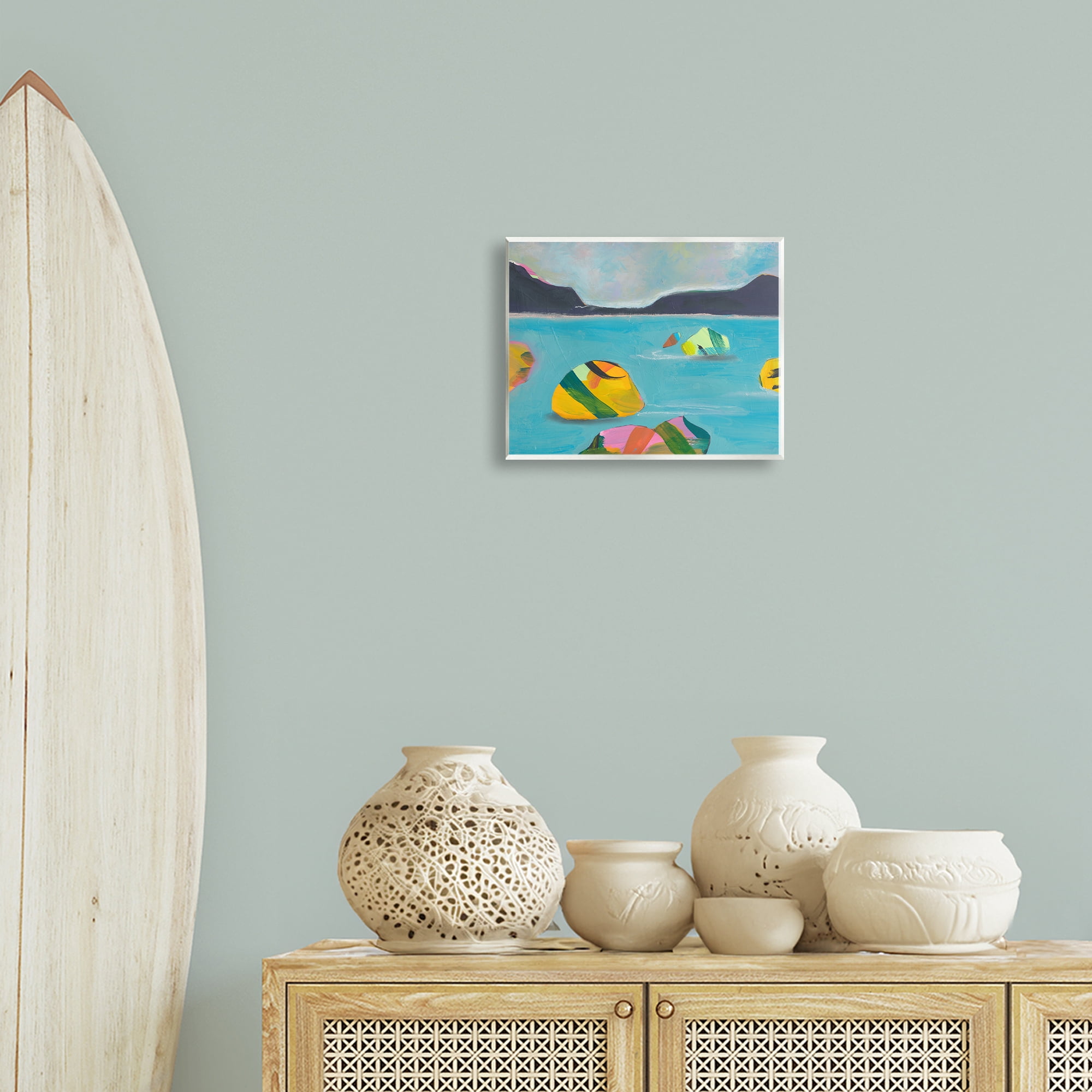 Stupell Industries Sea Buoys Floating Landscape & Nature Painting Unframed Art Print Wall Art, 14 x 11