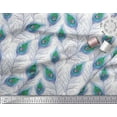 thumbnail image 2 of Soimoi Velvet Fabric Peacock Feather Print Sewing Fabric Yard 58 Inch Wide, 2 of 3