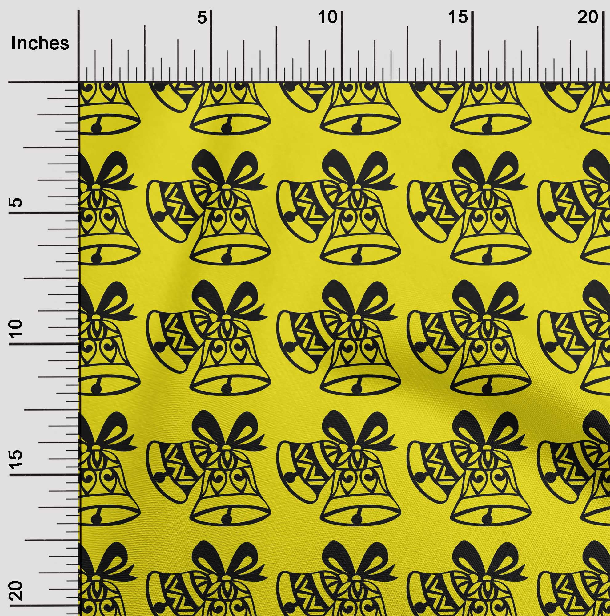 oneOone Cotton Cambric Yellow Fabric Merry Christmas Sewing Craft Projects Fabric Prints By Yard 56 Inch Wide
