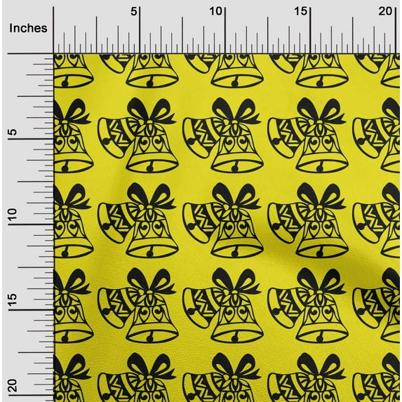 oneOone Polyester Spandex Yellow Fabric Merry Christmas Sewing Craft Projects Fabric Prints By Yard 56 Inch Wide