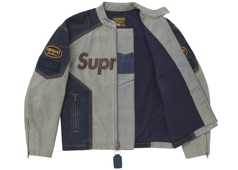 Supreme Men's Vanson Leathers Cordura Cotton Jacket Denim, from