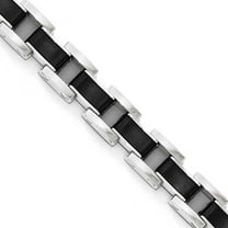 Chisel Stainless Steel Polished with Black Rubber Inlay 8.5 inch Link Bracelet