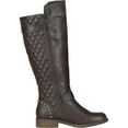 thumbnail image 2 of Nature Breeze Vivienne-01 Brown Faux Leather Studded, Quilted Motorcycle Boots 6 M for Women, 2 of 4