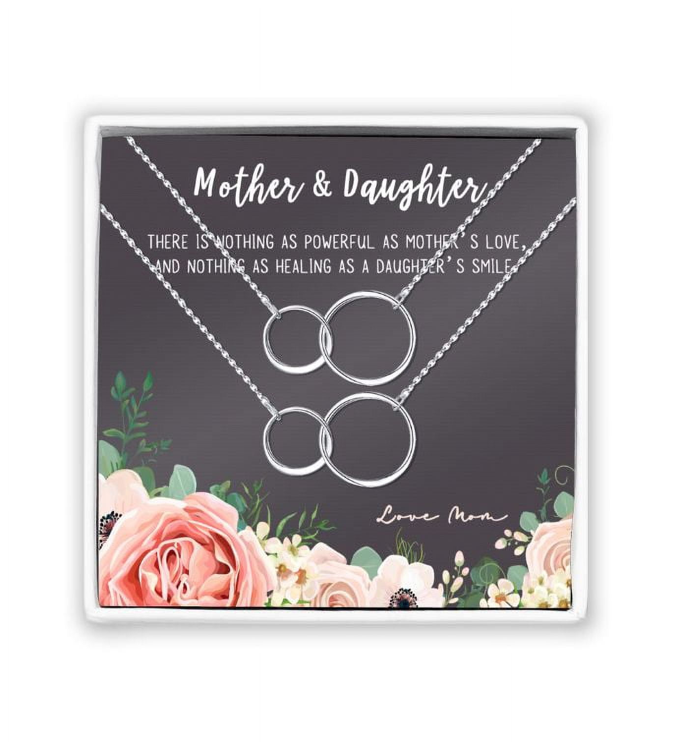 Mother and Daughter Matching Infinity Card Necklace, Matching Mother's Day Gift for Her, Mom and Daughter Jewelry, Mom and Daughter Infinity Ring Necklaces [Silver Infinity Ring, No-Personalized Card]