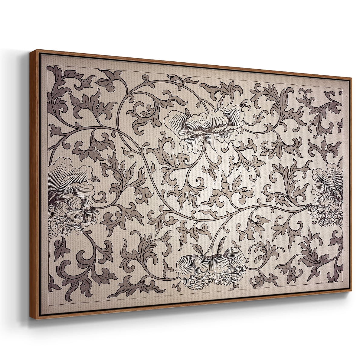 Vintage Abstract Print-XXIV Framed in Walnut Wood Gallery Wrapped Canvas 25 in. x 37 in.