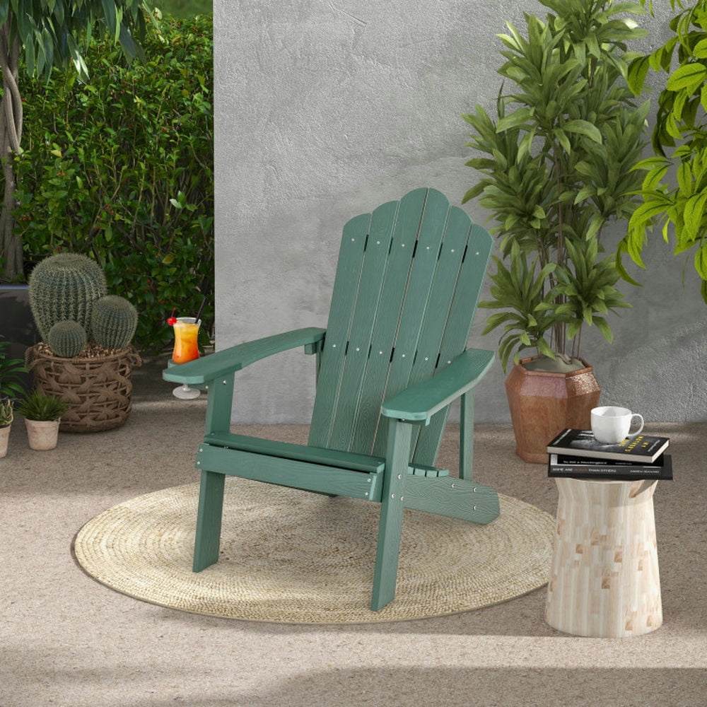 Aimee Lii Weather Resistant HIPS Outdoor Adirondack Chair with Cup Holder, Outdoor Patio Furniture for Balcony Porch Backyard, Sturdy -Green