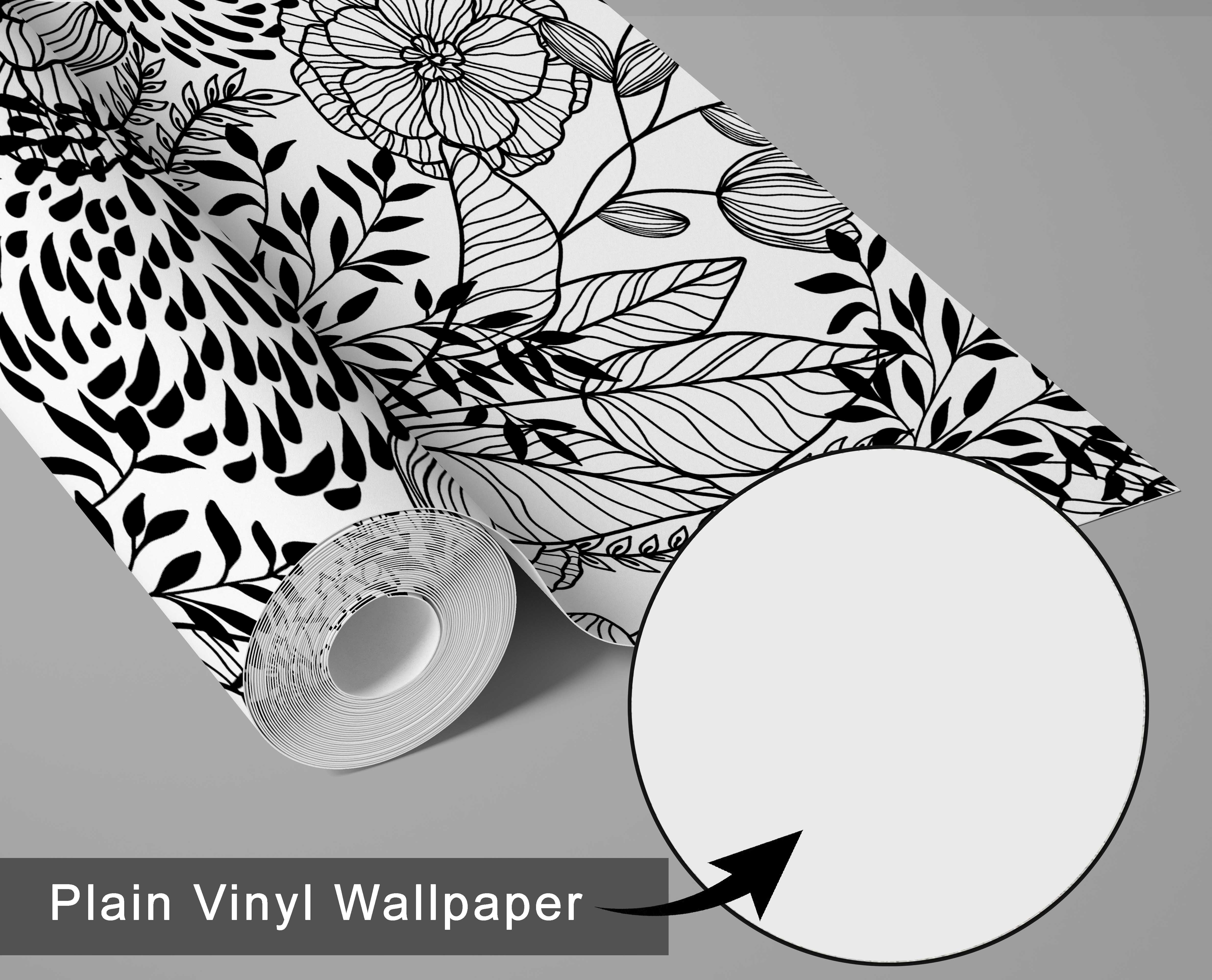 S4Sassy Peel and Stick Wall Covering, Floral Garden Wallpaper Removable Wallwrap - Black Instant Wall Mural for Bedroom, Bathroom, Laundry Room, Closet Interior (25"x60" inch)
