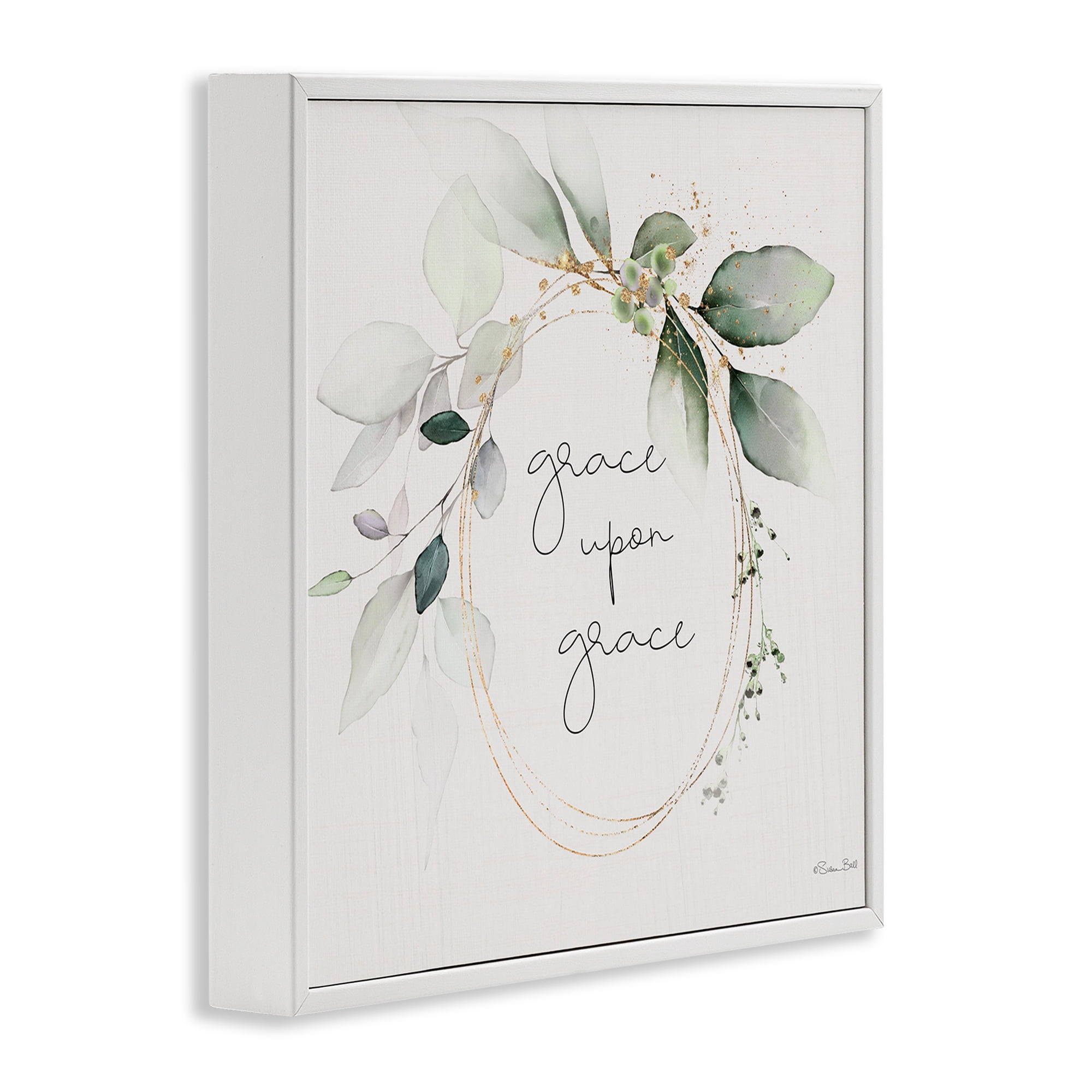 Stupell Industries Grace with Soft Leaves Botanical & Floral Painting White Framed Art Print Wall Art, 24 x 24