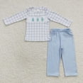 thumbnail image 1 of Ropa de dormir bordada para niños pequeños, conjunto de Túnica de algodón con árbol de camión de Navidad, pantalones a cuadros, venta al por mayor, 1 of 2