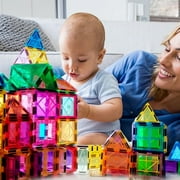 100 Pcs Magnetic Tiles with 2 Cars, Building Blocks STEM Toys 3D Building Sets Gifts for Boys and Girls