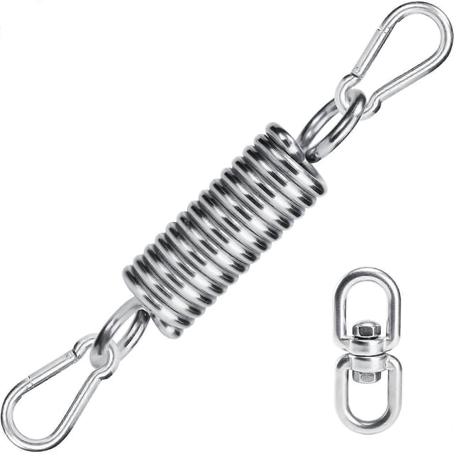 Spring Hanging Kit 250KG Capacity, 2x M10 Snap Hooks, 1x Suspension Spring and 1x 360 Rotatable ring, for Hammock Swing Chair