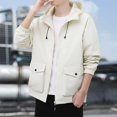 thumbnail image 5 of Maoxin Mens Jacket Men's Stitching Drawstring Hooded Slim Fashion Jacket Coat Outwear Jackets for Men , Khaki , 4XL, 5 of 7