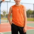 thumbnail image 2 of Ymyiu Boy Tank Tops Youth Boys Compression Sleeveless Shirt Undershirts Workout Base Layer Vest Quick Dry Soccer Shirts Size 13-14 Years(Orange, 13-14 Years), 2 of 6