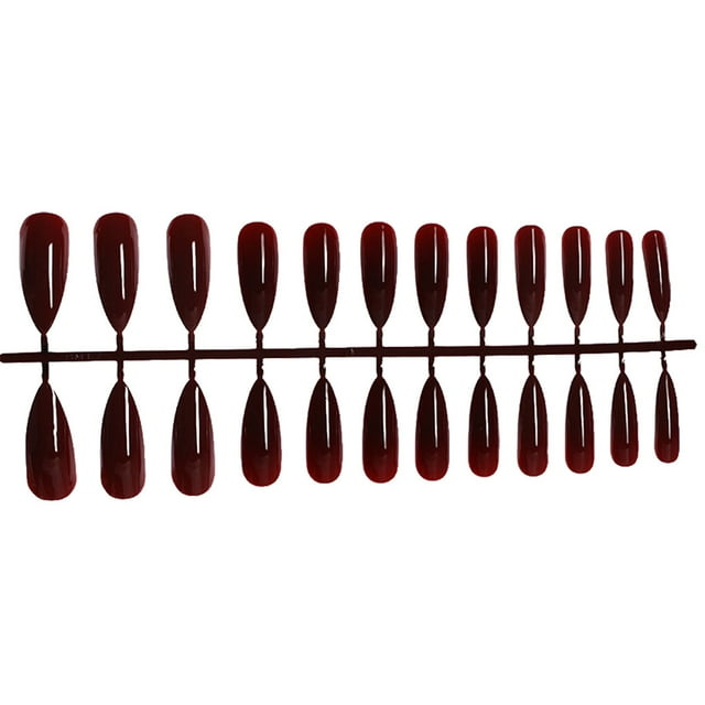destyer 1 Ensemble Faux Ongles Résistant à l'Usure Tendance Classique à la Mode Différentes Couleurs Apparence Exquise Faux Accessoires Distinctifs SM17-P83 Vin Rouge