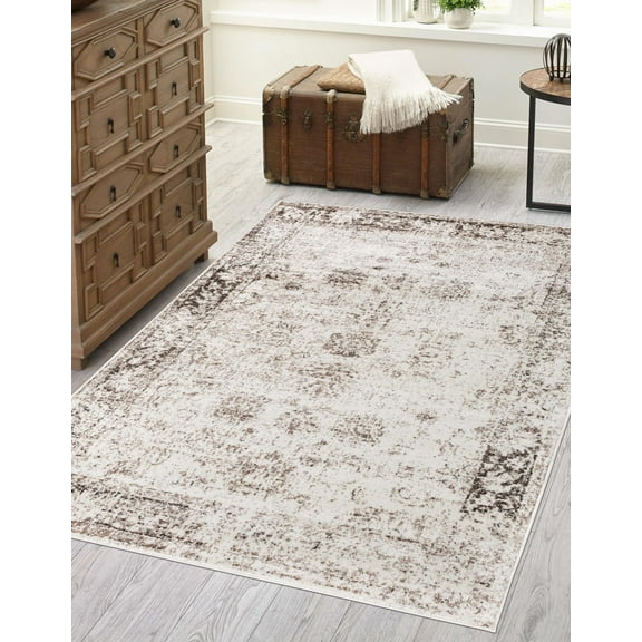 Rugs.com Monte Carlo Collection Rug – 5' x 8' Beige Medium Rug Perfect For Living Rooms, Large Dining Rooms, Open Floorplans
