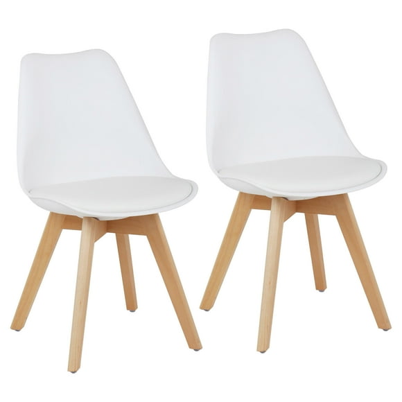 Modern Dining Chairs Set of 2, Armless Kitchen Chairs with Padded Seat, Non-Slip Rubber Feet & Sturdy Beech Wood Legs, 255lbs Weight Capacity