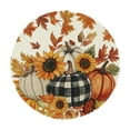 thumbnail image 2 of Kumdkd Fall Round Placemats - 13.98inch Faux Linen Table Mats with Pumpkin & Maple Leaf Prints, Waterproof Plastic Decor for Thanksgiving & Autumn Dining (Multicolor), 2 of 6