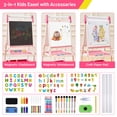 thumbnail image 6 of FUNLIO Kids Art Easel, 3 Height Adjustable for Kids Aged 2-8, Toddler Easel with Paper Roll, Anti-Warp & Magnetic Chalkboard/Whiteboard, All-in-One Standing Easel with Erasable Frame (Pink), 6 of 7