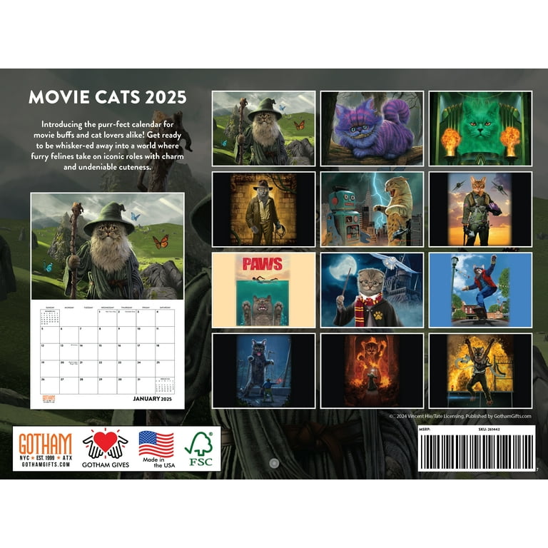 Movie Cats by Vincent Hie Calendar 2025 Funny Pop Culture Fun Calander Wall Monthly 12 Month | American Made In The USA - Walmart.com movie-cats-by-vincent-hie-calendar-2025-funny-pop-culture-fun-calander-wall-monthly-12-month-american-made-in-the-usa-walmart-com