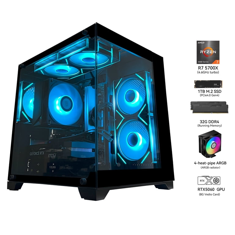 YAWYORE, Gaming PC Desktop, Ryzen 7 5700X, RTX 5060, 32GB RAM
