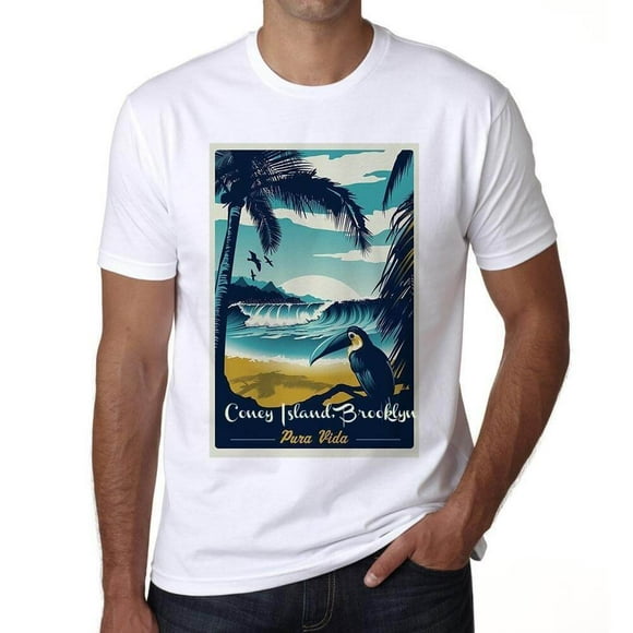 Men's Graphic T-Shirt Coney Island Brooklyn Pura Vida Beach Eco-Friendly Limited Edition Short Sleeve Tee-Shirt Vintage Birthday Gift Novelty