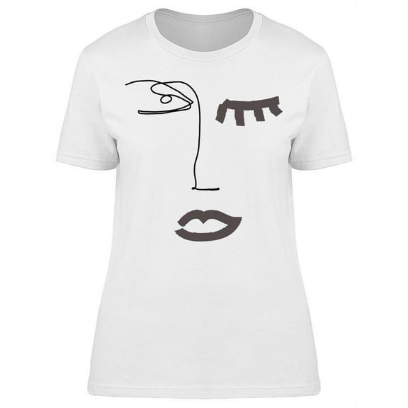 Abstract Face Art One Line T-Shirt Women -Image by Shutterstock, Female x-Large