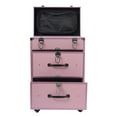 thumbnail image 6 of 3 Layers Rolling Makeup Case, Large Cosmetic Trolley with Locks, Dividers, Cosmetics Storage Organizer 14.2*9.1*22.8in for Makeup / Nail Art / Hair Styling, Pink, 6 of 32